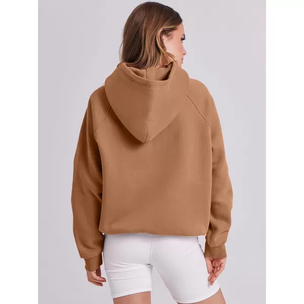 imageANRABESS Women Hoodies Fleece Oversized Sweatshirt Casual Basic Long Sleeve Athletic Workout Pullover Fall ClothesLight Brown