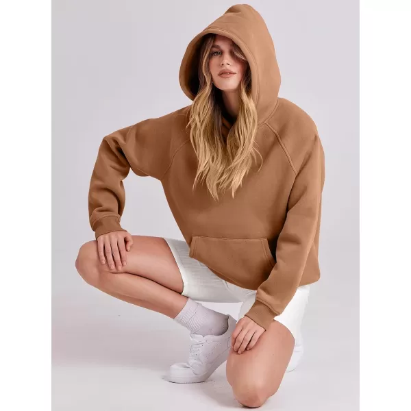 imageANRABESS Women Hoodies Fleece Oversized Sweatshirt Casual Basic Long Sleeve Athletic Workout Pullover Fall ClothesLight Brown