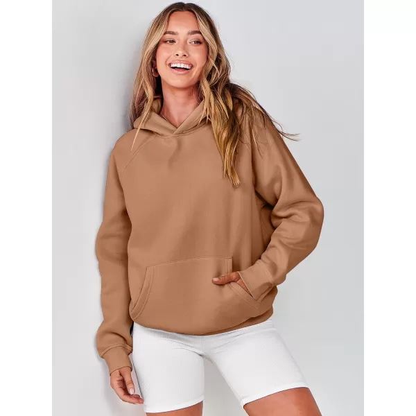 imageANRABESS Women Hoodies Fleece Oversized Sweatshirt Casual Basic Long Sleeve Athletic Workout Pullover Fall ClothesLight Brown
