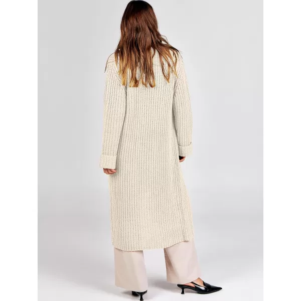 imageANRABESS Women Knit Long Cardigan Long Sleeve Open Front Lapel Oversized Sweater Coat 2023 Fall ClothesBeige