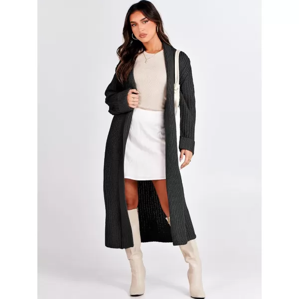 imageANRABESS Women Knit Long Cardigan Long Sleeve Open Front Lapel Oversized Sweater Coat 2023 Fall ClothesBlack
