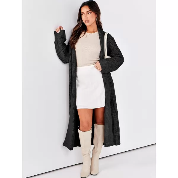 imageANRABESS Women Knit Long Cardigan Long Sleeve Open Front Lapel Oversized Sweater Coat 2023 Fall ClothesBlack