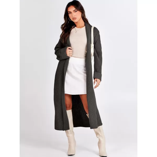 imageANRABESS Women Knit Long Cardigan Long Sleeve Open Front Lapel Oversized Sweater Coat 2023 Fall ClothesDeep Coffee