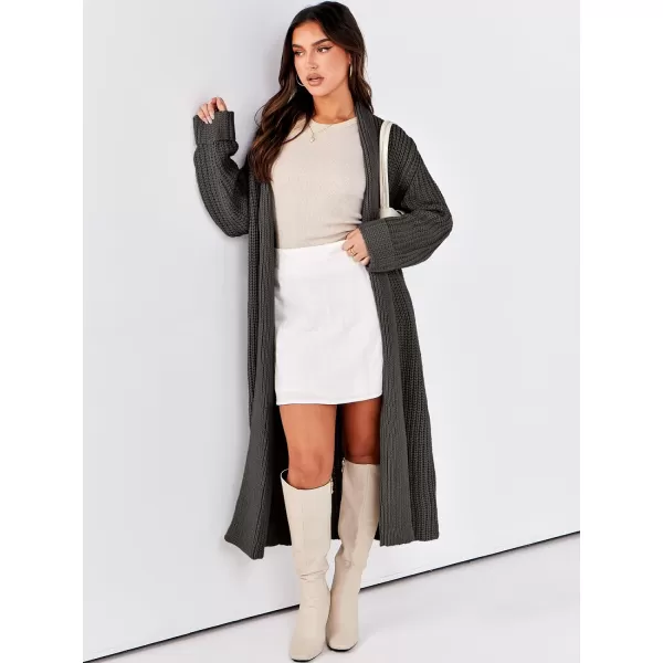 imageANRABESS Women Knit Long Cardigan Long Sleeve Open Front Lapel Oversized Sweater Coat 2023 Fall ClothesDeep Coffee