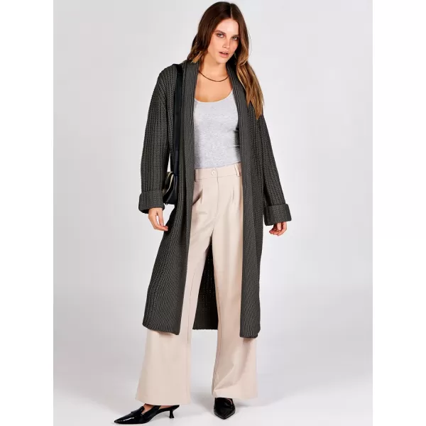 imageANRABESS Women Knit Long Cardigan Long Sleeve Open Front Lapel Oversized Sweater Coat 2023 Fall ClothesDeep Coffee