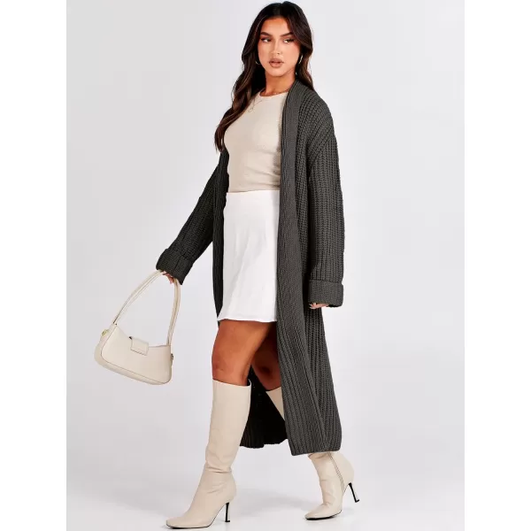 imageANRABESS Women Knit Long Cardigan Long Sleeve Open Front Lapel Oversized Sweater Coat 2023 Fall ClothesDeep Coffee