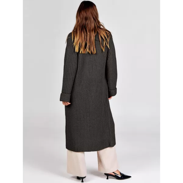 imageANRABESS Women Knit Long Cardigan Long Sleeve Open Front Lapel Oversized Sweater Coat 2023 Fall ClothesDeep Coffee