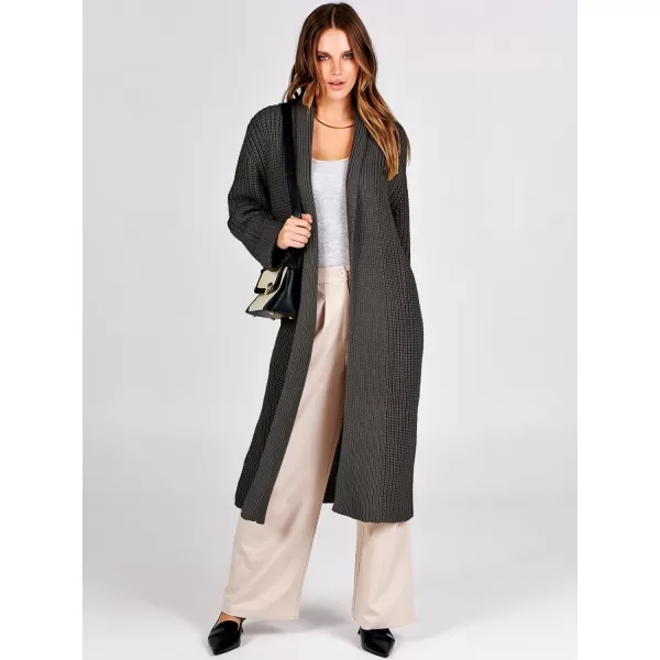 imageANRABESS Women Knit Long Cardigan Long Sleeve Open Front Lapel Oversized Sweater Coat 2023 Fall ClothesDeep Coffee