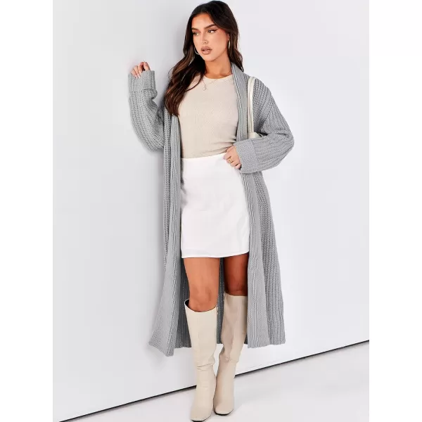 imageANRABESS Women Knit Long Cardigan Long Sleeve Open Front Lapel Oversized Sweater Coat 2023 Fall ClothesGrey