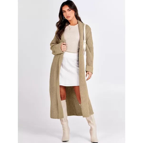 imageANRABESS Women Knit Long Cardigan Long Sleeve Open Front Lapel Oversized Sweater Coat 2023 Fall ClothesKhaki