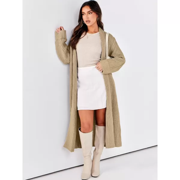 imageANRABESS Women Knit Long Cardigan Long Sleeve Open Front Lapel Oversized Sweater Coat 2023 Fall ClothesKhaki