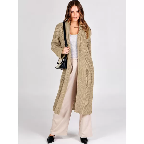 imageANRABESS Women Knit Long Cardigan Long Sleeve Open Front Lapel Oversized Sweater Coat 2023 Fall ClothesKhaki