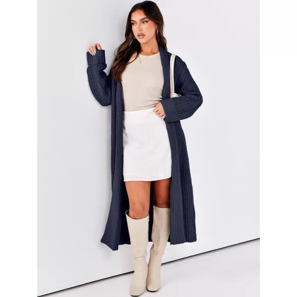 imageANRABESS Women Knit Long Cardigan Long Sleeve Open Front Lapel Oversized Sweater Coat 2023 Fall ClothesNavy Blue