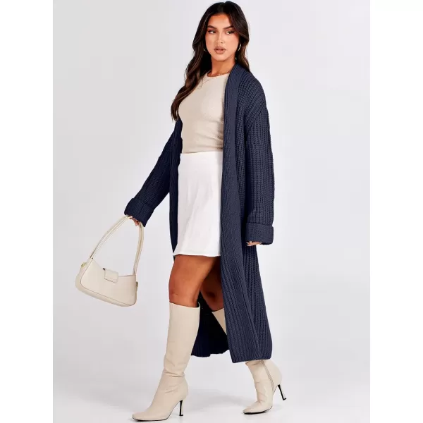imageANRABESS Women Knit Long Cardigan Long Sleeve Open Front Lapel Oversized Sweater Coat 2023 Fall ClothesNavy Blue