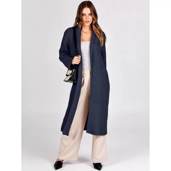 imageANRABESS Women Knit Long Cardigan Long Sleeve Open Front Lapel Oversized Sweater Coat 2023 Fall ClothesNavy Blue