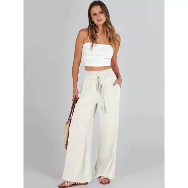 imageANRABESS Women Linen Palazzo Pants Casual Loose High Waist Drawstring Wide Casual Long Lounge Pant Trousers with PocketBeige