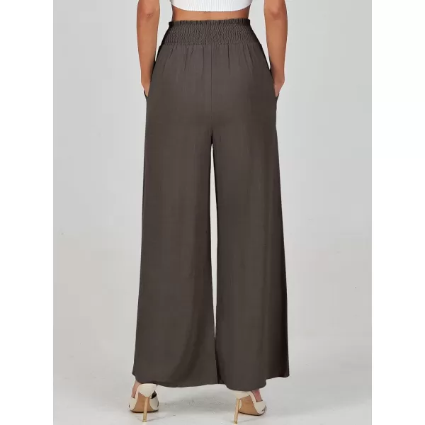 imageANRABESS Women Linen Palazzo Pants Casual Loose High Waist Drawstring Wide Casual Long Lounge Pant Trousers with PocketCoffee