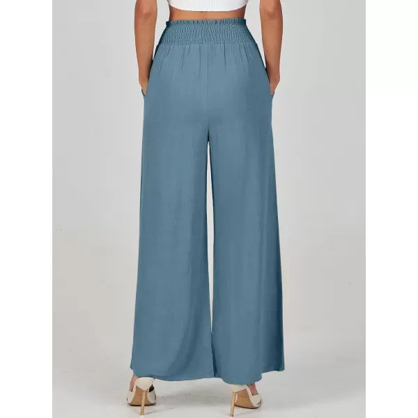 imageANRABESS Women Linen Palazzo Pants Casual Loose High Waist Drawstring Wide Casual Long Lounge Pant Trousers with PocketLake