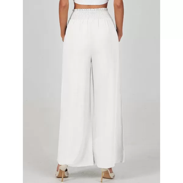 imageANRABESS Women Linen Palazzo Pants Casual Loose High Waist Drawstring Wide Casual Long Lounge Pant Trousers with PocketWhite