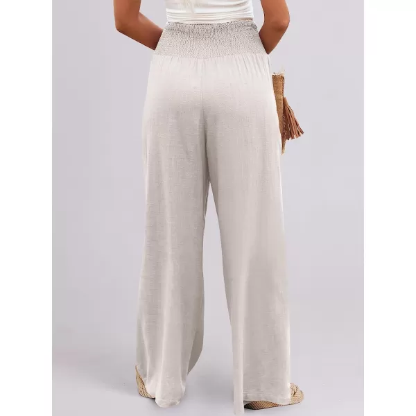 imageANRABESS Women Linen Palazzo Pants Summer Boho Wide Leg High Waist Casual Lounge Pant Trousers with PocketApricot