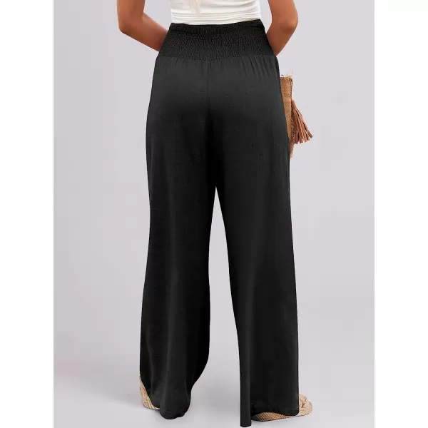 imageANRABESS Women Linen Palazzo Pants Summer Boho Wide Leg High Waist Casual Lounge Pant Trousers with PocketBlack
