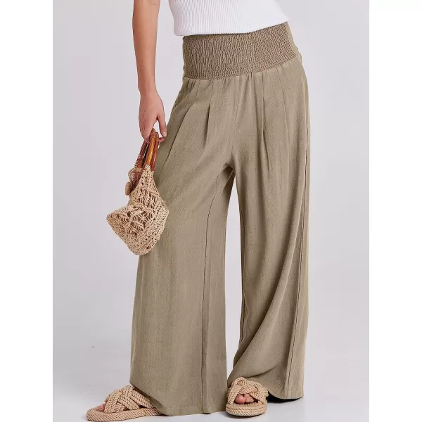 imageANRABESS Women Linen Palazzo Pants Summer Boho Wide Leg High Waist Casual Lounge Pant Trousers with PocketBrown