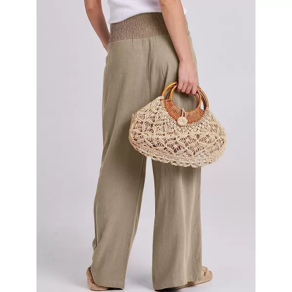 imageANRABESS Women Linen Palazzo Pants Summer Boho Wide Leg High Waist Casual Lounge Pant Trousers with PocketBrown