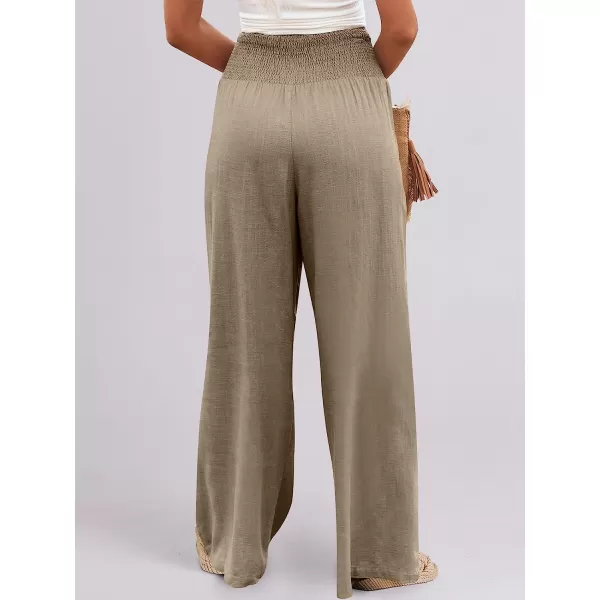 imageANRABESS Women Linen Palazzo Pants Summer Boho Wide Leg High Waist Casual Lounge Pant Trousers with PocketBrown