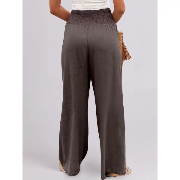 imageANRABESS Women Linen Palazzo Pants Summer Boho Wide Leg High Waist Casual Lounge Pant Trousers with PocketCoffee