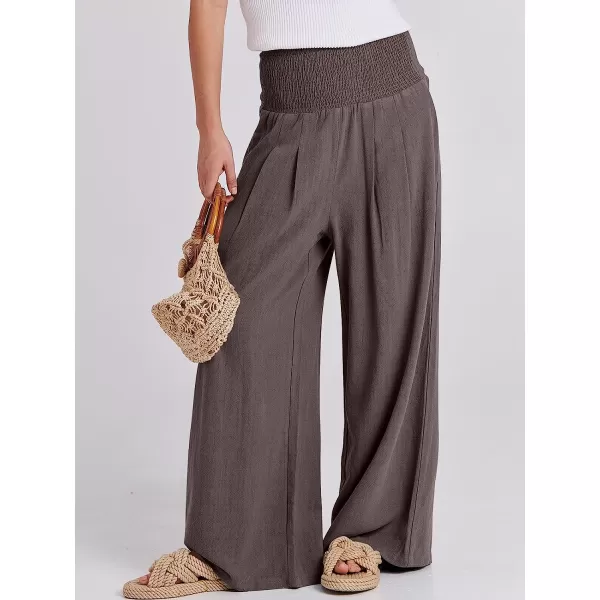imageANRABESS Women Linen Palazzo Pants Summer Boho Wide Leg High Waist Casual Lounge Pant Trousers with PocketCoffee