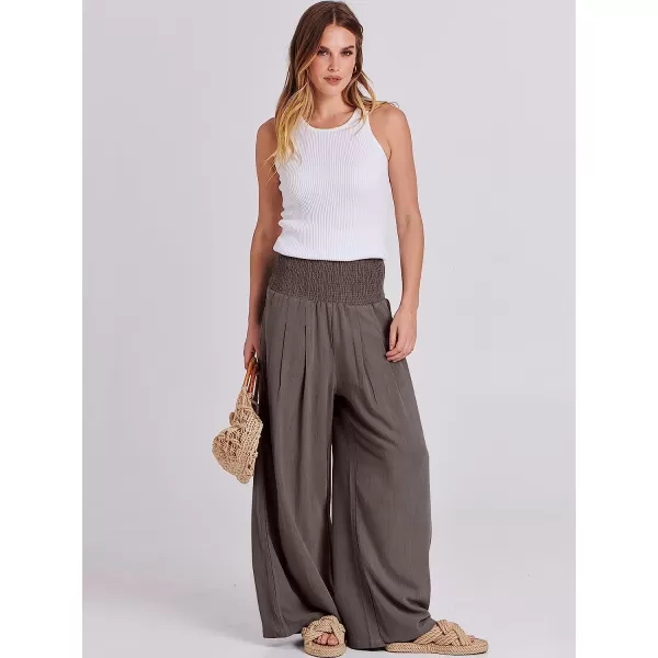 imageANRABESS Women Linen Palazzo Pants Summer Boho Wide Leg High Waist Casual Lounge Pant Trousers with PocketCoffee