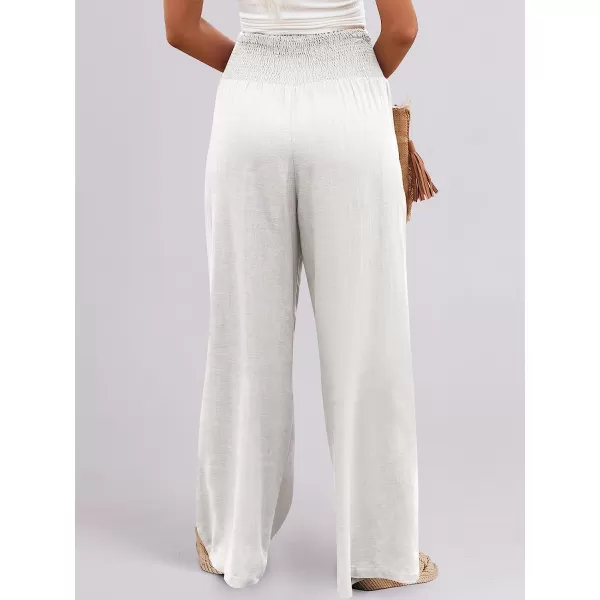 imageANRABESS Women Linen Palazzo Pants Summer Boho Wide Leg High Waist Casual Lounge Pant Trousers with PocketWhite