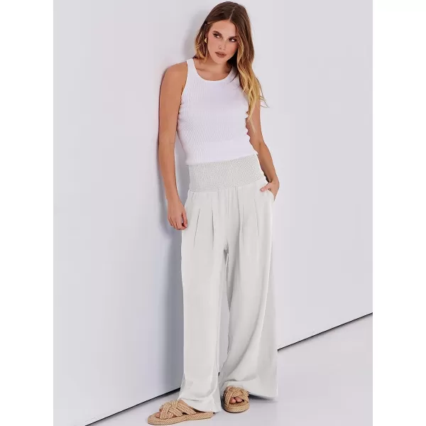 imageANRABESS Women Linen Palazzo Pants Summer Boho Wide Leg High Waist Casual Lounge Pant Trousers with PocketWhite