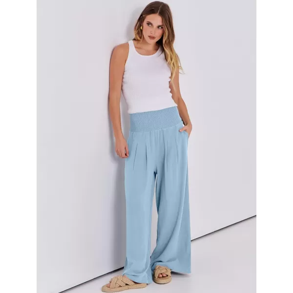 imageANRABESS Women Linen Palazzo Pants Summer Boho Wide Leg High Waist Casual Lounge Pant Trousers with PocketsBaby Blue
