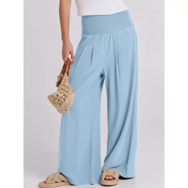 imageANRABESS Women Linen Palazzo Pants Summer Boho Wide Leg High Waist Casual Lounge Pant Trousers with PocketsBaby Blue