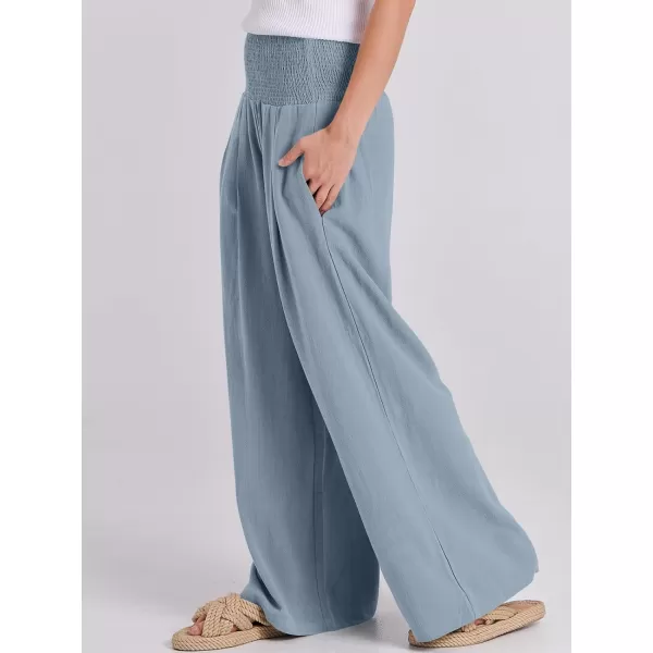 imageANRABESS Women Linen Palazzo Pants Summer Boho Wide Leg High Waist Casual Lounge Pant Trousers with PocketsBlue