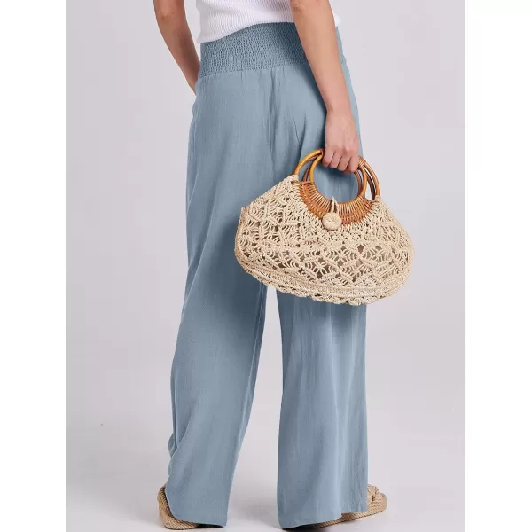 imageANRABESS Women Linen Palazzo Pants Summer Boho Wide Leg High Waist Casual Lounge Pant Trousers with PocketsBlue