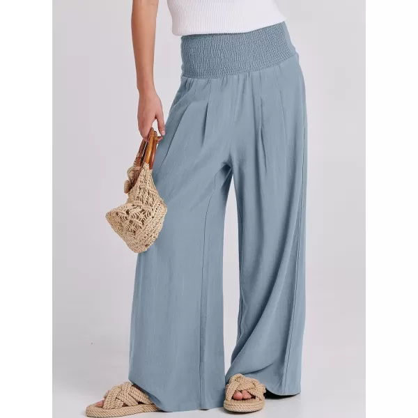 imageANRABESS Women Linen Palazzo Pants Summer Boho Wide Leg High Waist Casual Lounge Pant Trousers with PocketsBlue