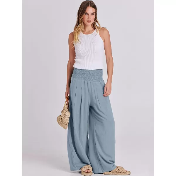 imageANRABESS Women Linen Palazzo Pants Summer Boho Wide Leg High Waist Casual Lounge Pant Trousers with PocketsBlue