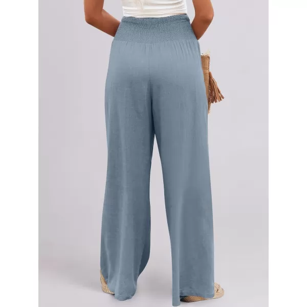 imageANRABESS Women Linen Palazzo Pants Summer Boho Wide Leg High Waist Casual Lounge Pant Trousers with PocketsBlue