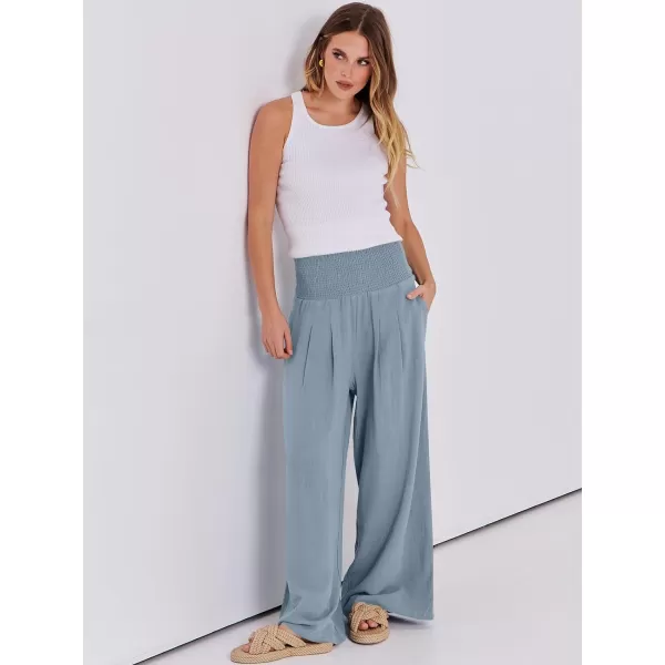 imageANRABESS Women Linen Palazzo Pants Summer Boho Wide Leg High Waist Casual Lounge Pant Trousers with PocketsBlue