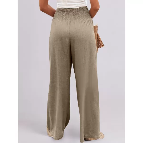 imageANRABESS Women Linen Palazzo Pants Summer Boho Wide Leg High Waist Casual Lounge Pant Trousers with PocketsBrown
