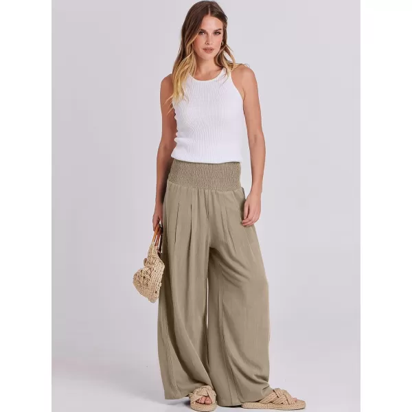 imageANRABESS Women Linen Palazzo Pants Summer Boho Wide Leg High Waist Casual Lounge Pant Trousers with PocketsBrown