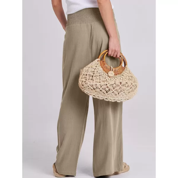 imageANRABESS Women Linen Palazzo Pants Summer Boho Wide Leg High Waist Casual Lounge Pant Trousers with PocketsBrown