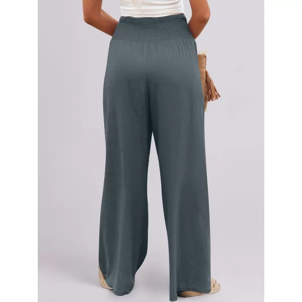 imageANRABESS Women Linen Palazzo Pants Summer Boho Wide Leg High Waist Casual Lounge Pant Trousers with PocketsGrey