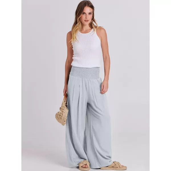 imageANRABESS Women Linen Palazzo Pants Summer Boho Wide Leg High Waist Casual Lounge Pant Trousers with PocketsLight Blue
