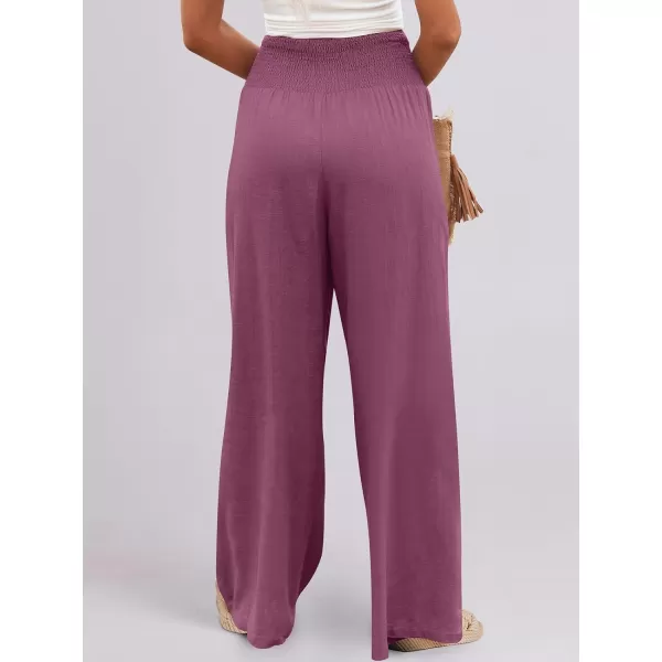 imageANRABESS Women Linen Palazzo Pants Summer Boho Wide Leg High Waist Casual Lounge Pant Trousers with PocketsPurple