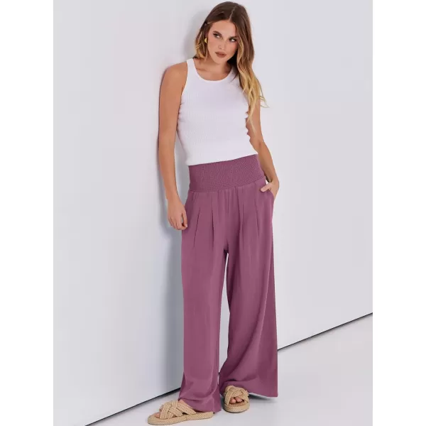 imageANRABESS Women Linen Palazzo Pants Summer Boho Wide Leg High Waist Casual Lounge Pant Trousers with PocketsPurple