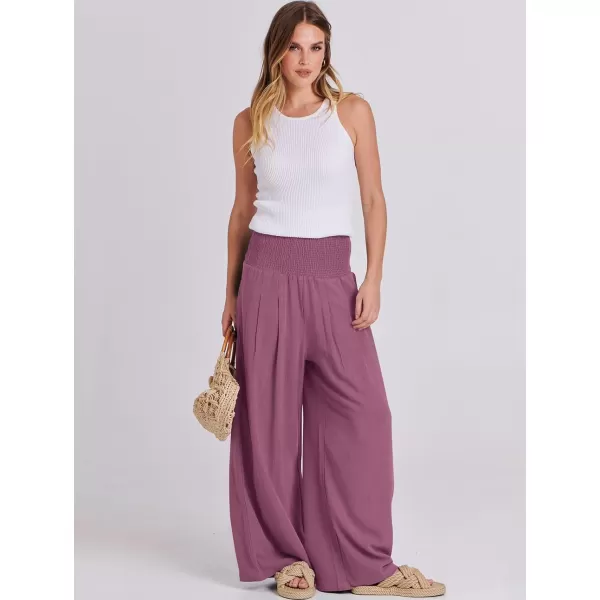 imageANRABESS Women Linen Palazzo Pants Summer Boho Wide Leg High Waist Casual Lounge Pant Trousers with PocketsPurple