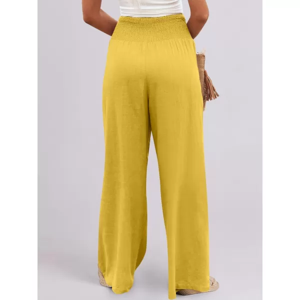imageANRABESS Women Linen Palazzo Pants Summer Boho Wide Leg High Waist Casual Lounge Pant Trousers with PocketsYellow